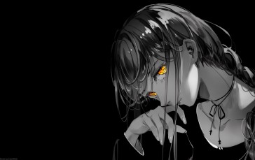 Selective Coloring, Black Background, Simple Background, Makima (Chainsaw Man), Anime Girls Wallpaper