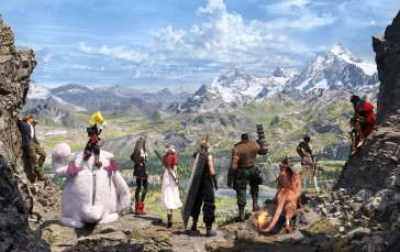 Final Fantasy VII: Rebirth, Cloud Strife, Tifa Lockhart, Cid Highwind, Cait Sith, Vincent Valentine Wallpaper