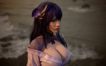 Haowen Yang, CGI, Women, Purple Hair Wallpaper
