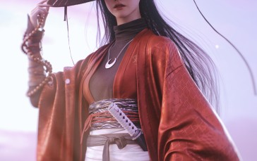 CGI, Women, Samurai, Hat Wallpaper
