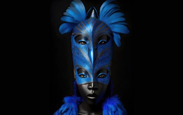 AI Art, African, Blue, Mask, Dark, Women Wallpaper