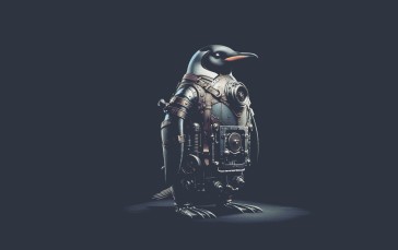 Linux, Penguins, Dieselpunk, Minimalism, Simple Background, Beak Wallpaper