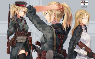 Anime Girls with Guns, Battlefield, Anime Girls, Hat Wallpaper