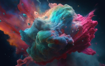 AI Art, Clouds, Paint Splash, Colorful Wallpaper