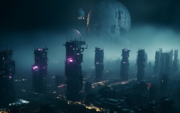 AI Art, Science Fiction, City, Skyline, Skyscraper Wallpaper
