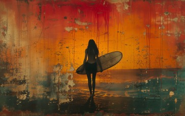 AI Art, Women, Illustration, Surfboards Wallpaper