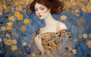 AI Art, Digital Art, Portrait, Digital Painting, Gustav Klimt Wallpaper