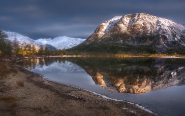 Mountains, Snowy Peak, Snow, Water, Reflection Wallpaper