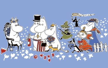 The Moomins, Anime Creatures, Simple Background, Blue Background, Minimalism Wallpaper