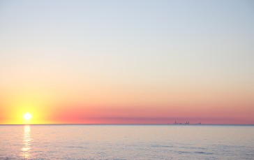 Sea, Sunset, Horizon, Dusk Wallpaper
