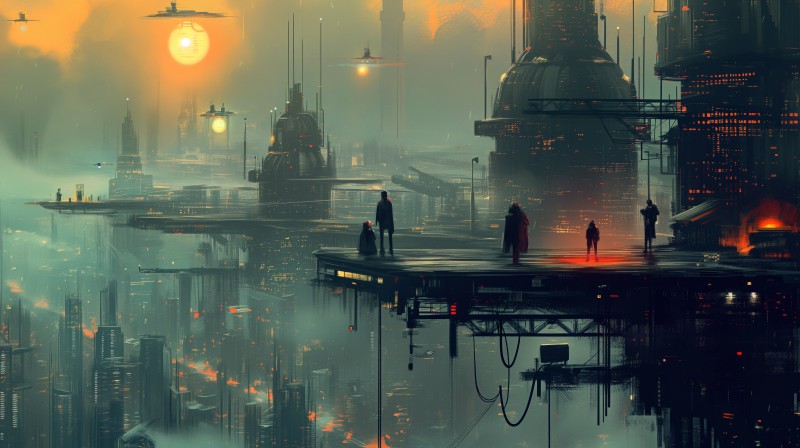 AI Art, Science Fiction, Cyberpunk, City Wallpaper