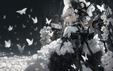 AI Art, Anime, Anime Girls, Flowers, Butterfly Wallpaper