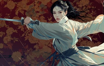 AI Art, Illustration, Women, Asian Wallpaper
