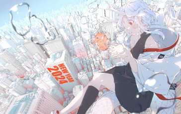 Anime, Anime Girls, City, Falling Wallpaper