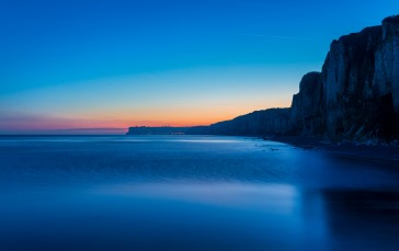 Sunset, Sea, Blue, Simple Background, Photography, Peaceful Wallpaper