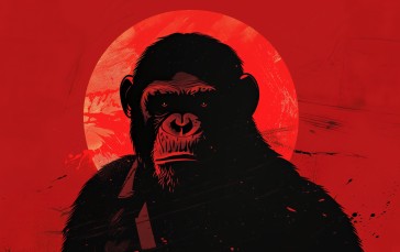AI Art, Illustration, Planet of the Apes, Ape, Red Wallpaper