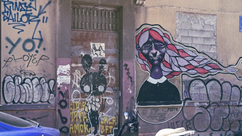 Graffiti, Braids, Door Wallpaper
