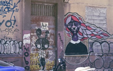 Graffiti, Braids, Door Wallpaper