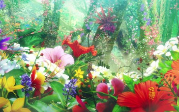 4K, Anime, Hell’s Paradise: Jigokuraku, Flowers, Hibiscus Wallpaper