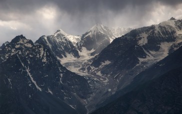 Mountains, Snowy Peak, Snow, Clouds Wallpaper