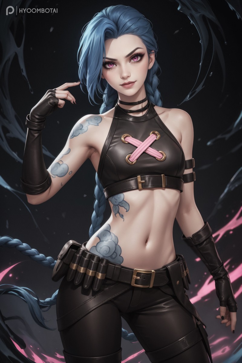 Stable Diffusion, AI Art, Jinx (League of Legends), Pink Eyes Wallpaper
