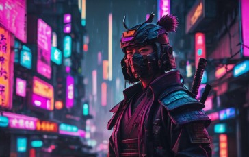 Cyber City, Cyberpunk Samurai, Samurai, Samurai (Cyberpunk) Wallpaper