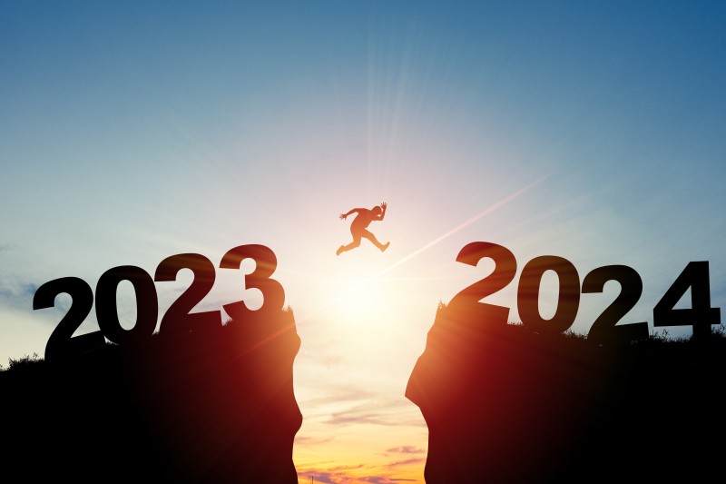 2024 (year), New Year, Numbers, Silhouette, Holiday Wallpaper