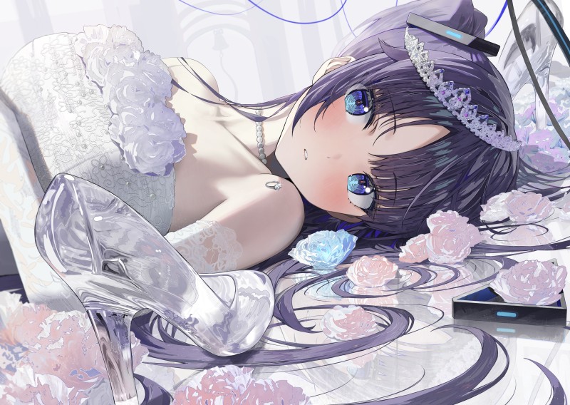 Blue Archive, White Dress, Looking at Viewer, Tiaras Wallpaper