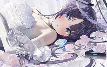 Blue Archive, White Dress, Looking at Viewer, Tiaras Wallpaper