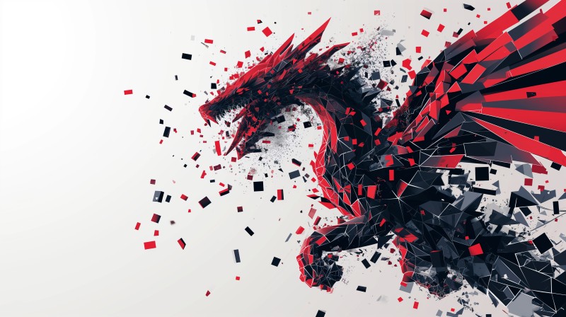AI Art, Illustration, Dragon, Red Wallpaper