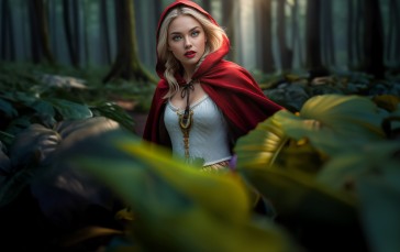 Red Riding Hood, Women, Red, Cape, Fantasy Girl Wallpaper