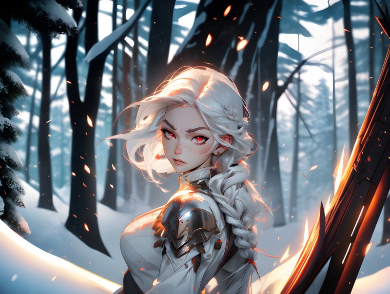 Girl in Armor, Siri, Red Eyes, White Hair, The Witcher 3: Wild Hunt Wallpaper