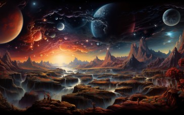 AI Art, Digital Art, Digital Painting, Planet, Science Fiction Wallpaper
