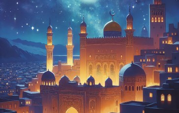 Moon, Mosque, Religion, Castle Wallpaper