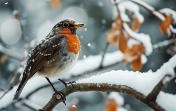AI Art, Digital Art, Birds, Winter, Robins Wallpaper
