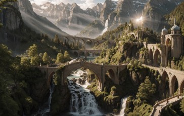 AI Art, Digital Art, The Lord of the Rings, Rivendell Wallpaper