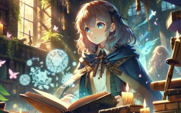 Magician, Anime Girls, Anime, AI Art Wallpaper
