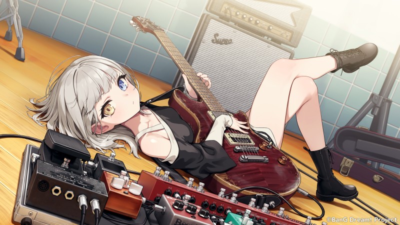 BanG Dream!, Anime Girls, Guitar, Heterochromia, Amplifiers Wallpaper