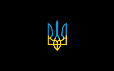 Ukraine, Coat of Arms, Black Background, Minimalism Wallpaper