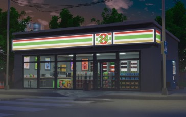 Stores, Night Sky, Stars, Vending Machine, Blender Wallpaper