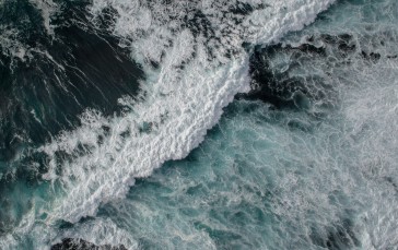 Sea, Waves, Sea Foam, Aerial View Wallpaper