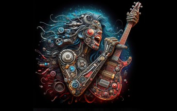 Guitar, Singer, AI Art, Colorful Wallpaper