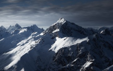 Mountains, Snowy Peak, Snow, Clouds, Nature Wallpaper
