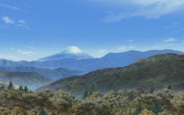 Yuru Camp, Mountains, Drawn, Snow, Forest Wallpaper