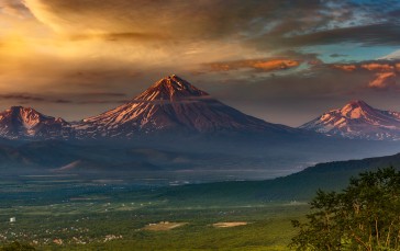 Mountains, Snowy Peak, Snow, Sunset Wallpaper