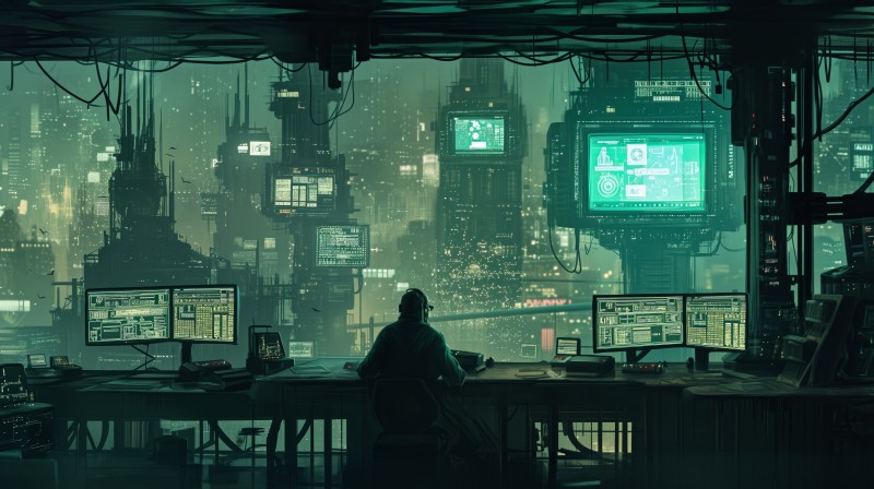 AI Art, Illustration, Cyberpunk, Men, Computer Wallpaper