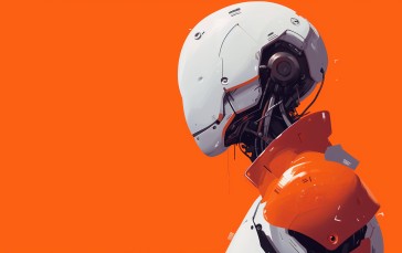 AI Art, Orange, Robot, Illustration Wallpaper