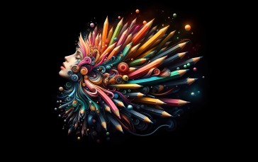 AI Art, Colorful, Black Background Wallpaper
