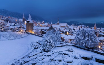 Winter, Snow, Switzerland, Photography, Church Wallpaper