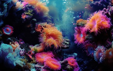 AI Art, Underwater, Sea Anemones Wallpaper